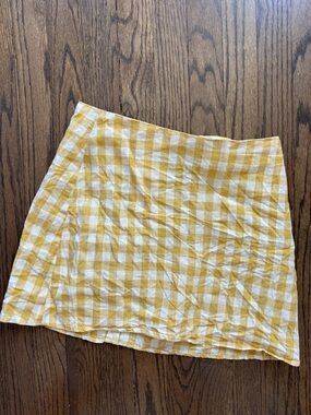 Reformation Yellow Gingham Linen Skirt Size 4